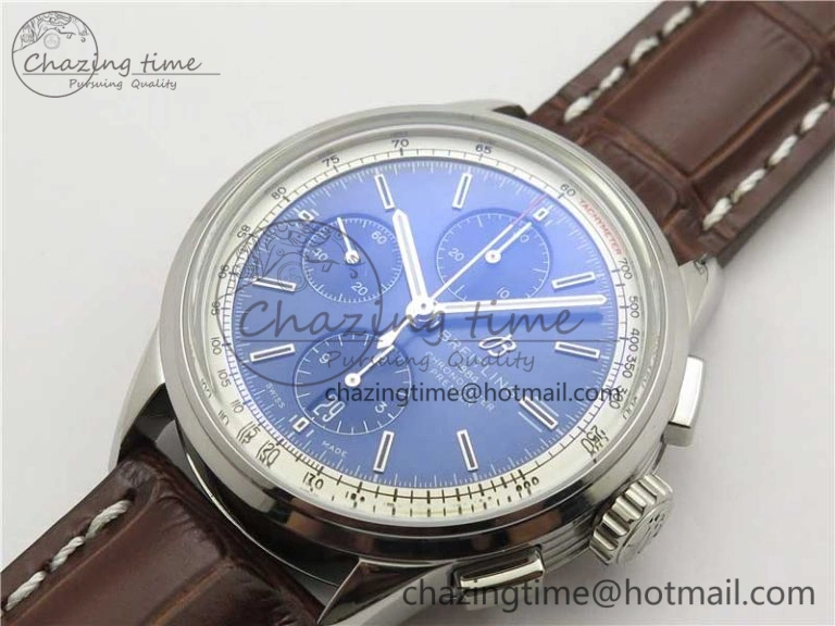 Premier Chronograph 42 BLS 1:1 Best Edition Blue Dial on Brown Leather Strap A7750