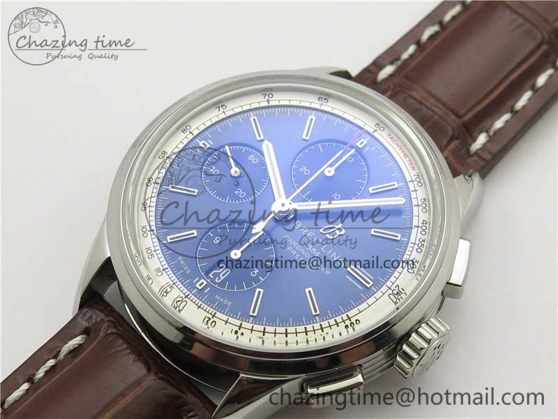 Premier Chronograph 42 BLS 1:1 Best Edition Blue Dial on Brown Leather Strap A7750