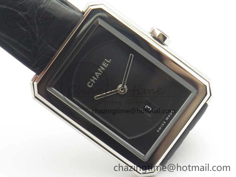 Premiere Boy de Chanel LMF 1:1 Best Edition Black Textured Dial on Black Crocodile Strap Jap Quartz