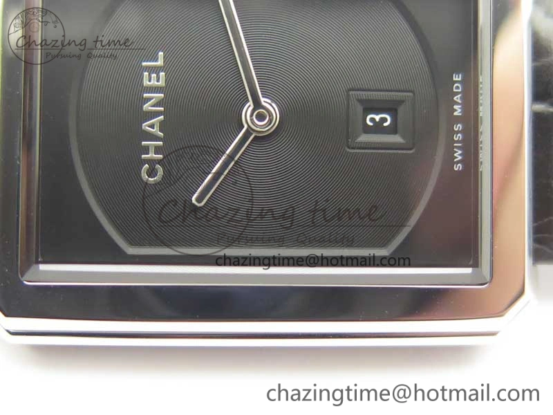 Premiere Boy de Chanel LMF 1:1 Best Edition Black Textured Dial on Black Crocodile Strap Jap Quartz
