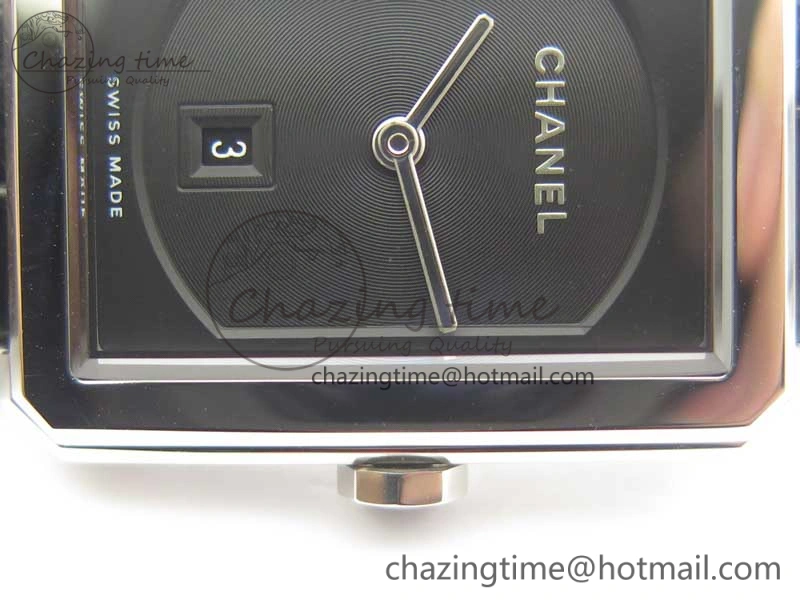 Premiere Boy de Chanel LMF 1:1 Best Edition Black Textured Dial on Black Crocodile Strap Jap Quartz