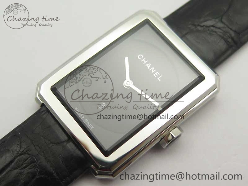 Premiere Boy de Chanel LMF 1:1 Best Edition Black Textured Dial on Black Crocodile Strap Jap Quartz