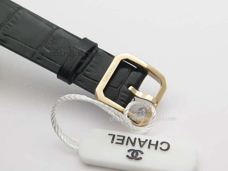 Premiere RG Camellia Silver Skeleton Dial Diamond Bezel On Black Leather Strap