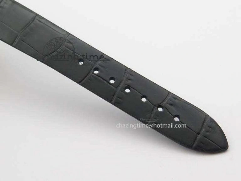 Premiere SS Camellia Silver Skeleton Dial Diamond Bezel On Black Leather Strap
