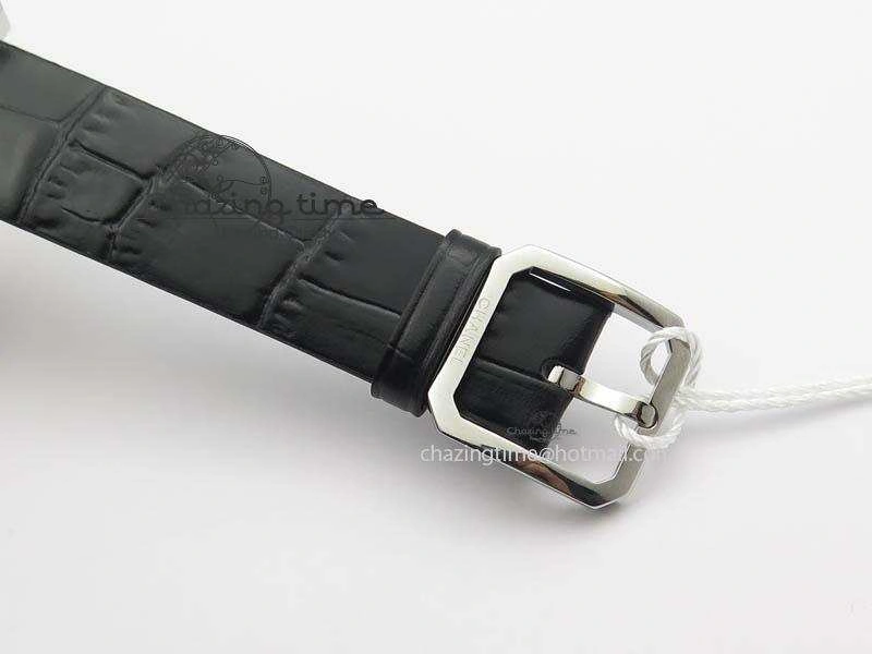 Premiere SS Camellia Silver Skeleton Dial Diamond Bezel On Black Leather Strap