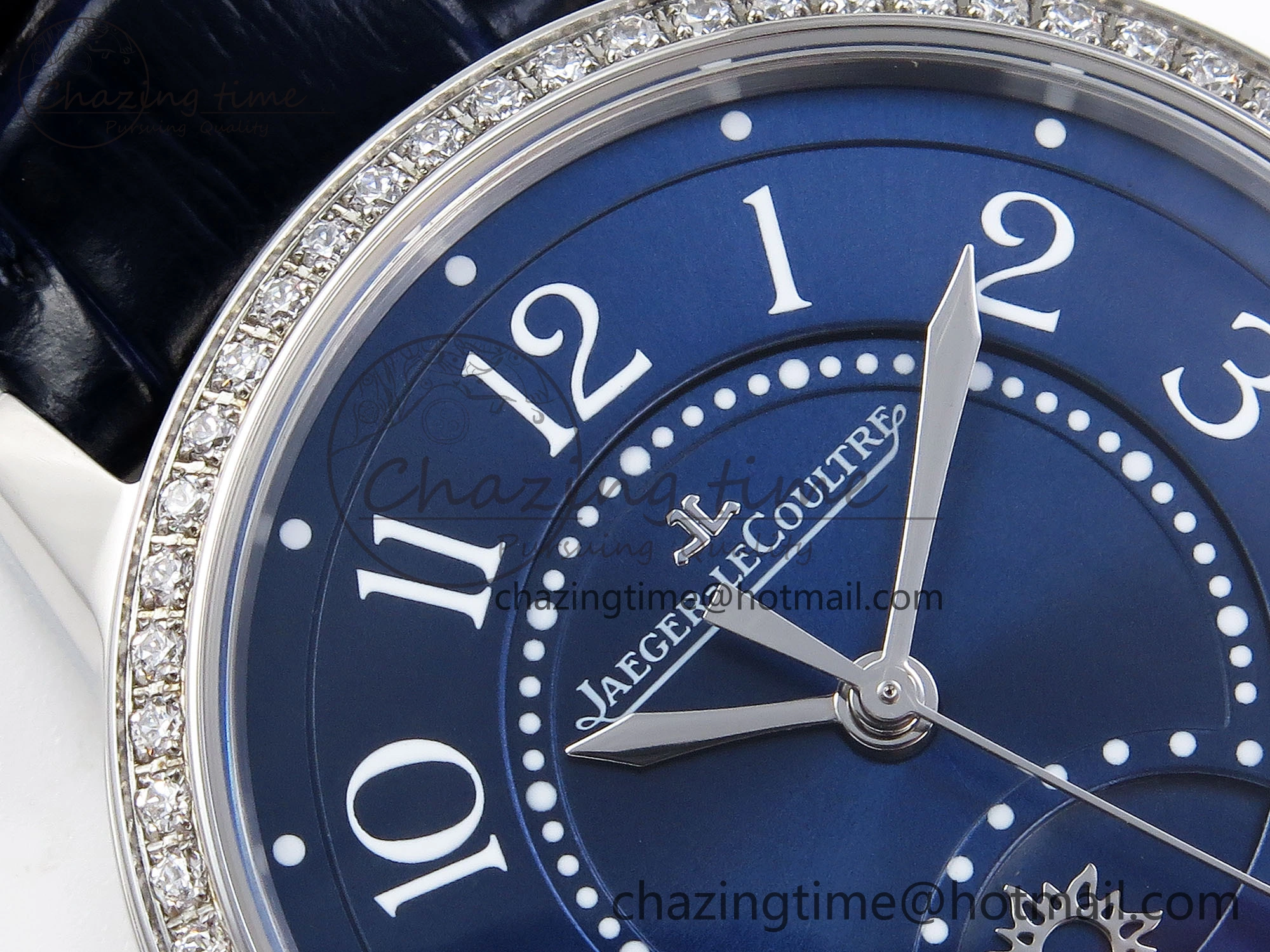 RENDEZ-VOUS NIGHT & DAY SS APSF 1:1 BEST EDITION BLUE TEXTURED DIAL DIAMONDS BEZEL ON BLUE LEATHER STRAP SA898