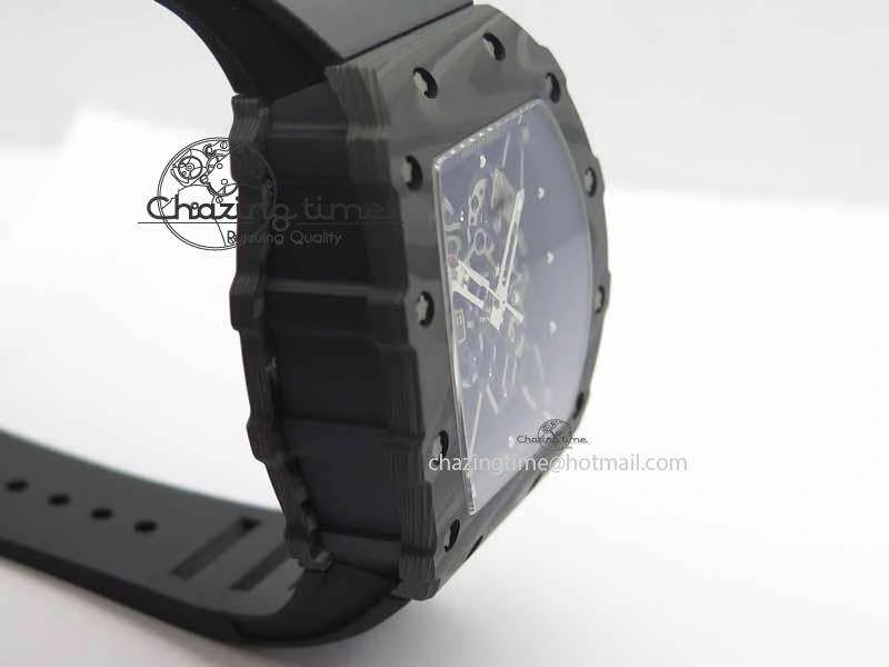 RM 035-01 Forged Carbon KVF Best Edition Black Skeleton Dial Red On Rubber Strap MIYOTA8215