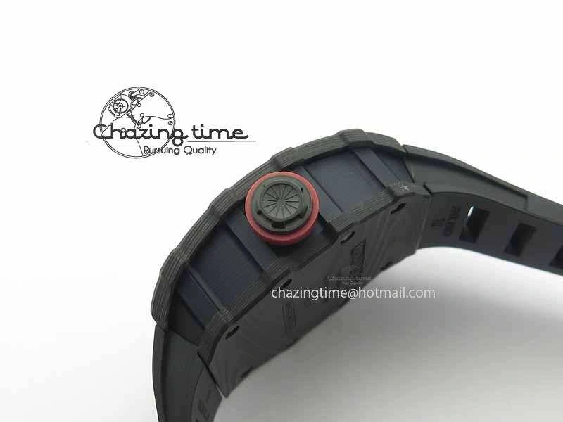 RM 035-01 Forged Carbon KVF Best Edition Black Skeleton Dial Red On Rubber Strap MIYOTA8215