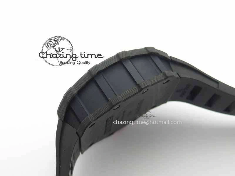 RM 035-01 Forged Carbon KVF Best Edition Black Skeleton Dial Red On Rubber Strap MIYOTA8215
