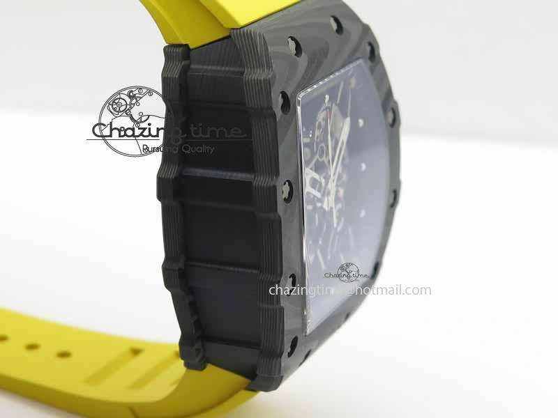 RM 035-01 Forged Carbon KVF Best Edition Black Skeleton Dial Red On Rubber Strap MIYOTA8215