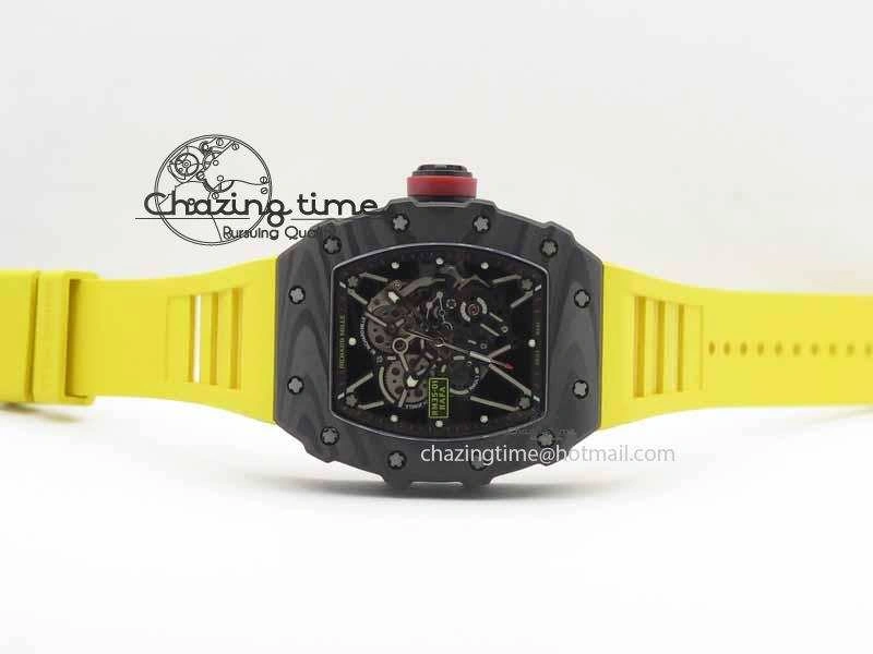 RM 035-01 Forged Carbon KVF Best Edition Black Skeleton Dial Red On Rubber Strap MIYOTA8215