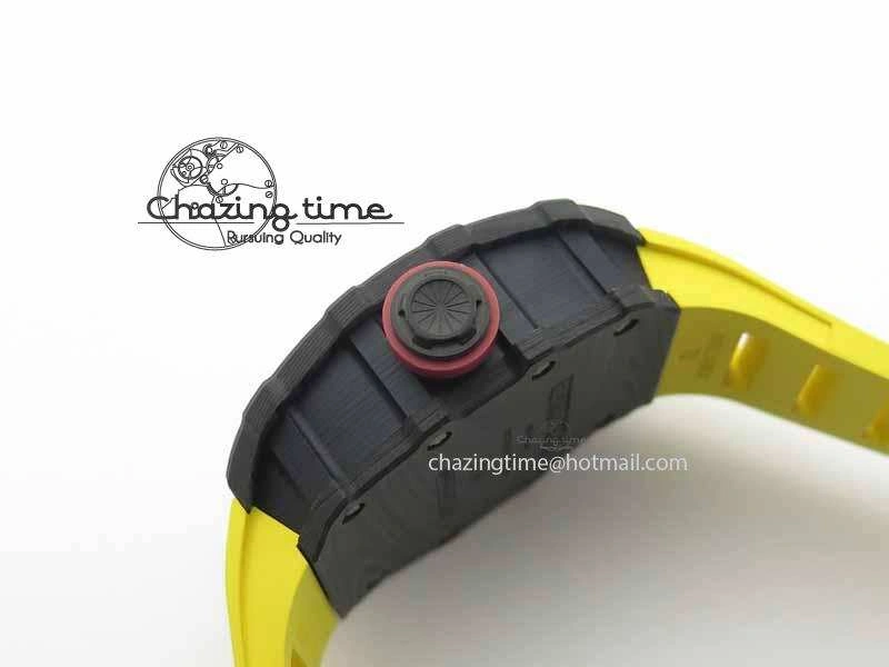 RM 035-01 Forged Carbon KVF Best Edition Black Skeleton Dial Red On Rubber Strap MIYOTA8215