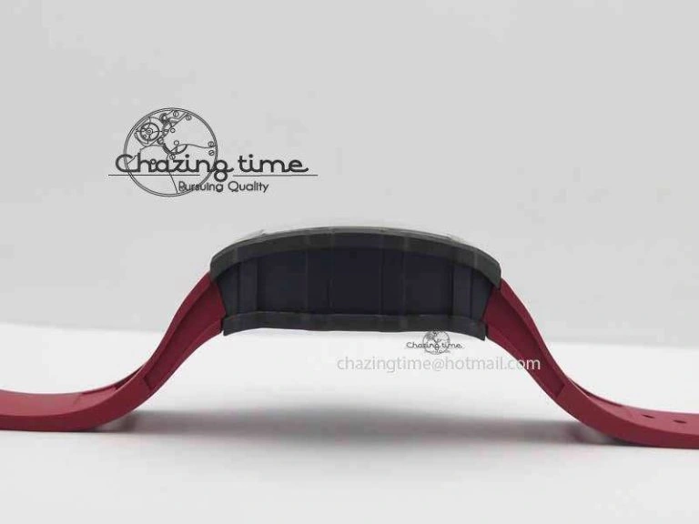 RM 035-01 Forged Carbon KVF Best Edition Black Skeleton Dial Red On Rubber Strap MIYOTA8215