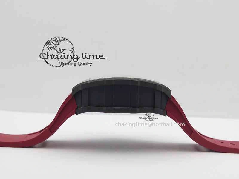 RM 035-01 Forged Carbon KVF Best Edition Black Skeleton Dial Red On Rubber Strap MIYOTA8215