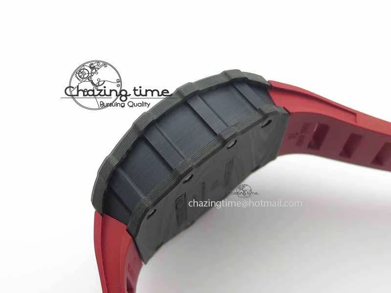 RM 035-01 Forged Carbon KVF Best Edition Black Skeleton Dial Red On Rubber Strap MIYOTA8215