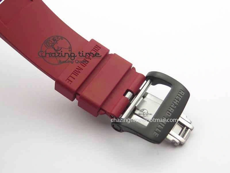 RM 035-01 Forged Carbon KVF Best Edition Black Skeleton Dial Red On Rubber Strap MIYOTA8215