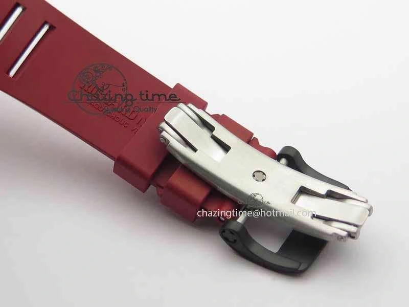 RM 035-01 Forged Carbon KVF Best Edition Black Skeleton Dial Red On Rubber Strap MIYOTA8215