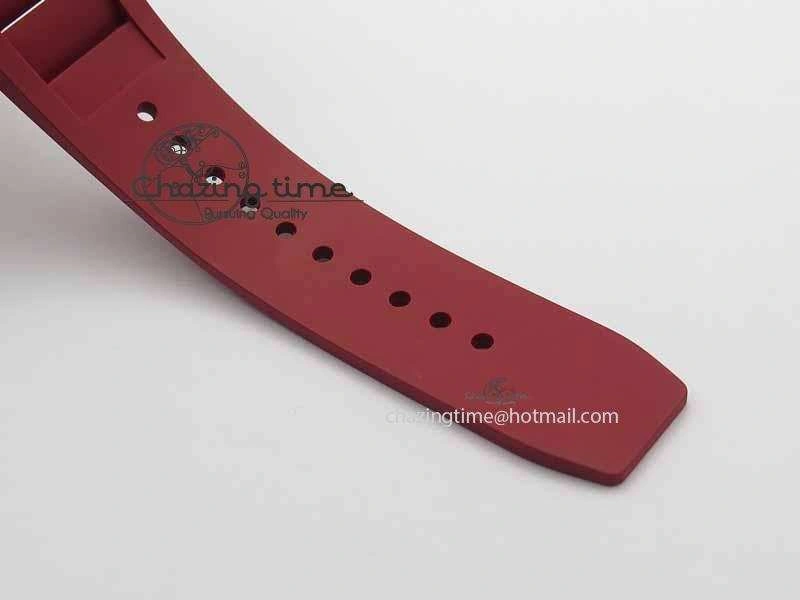 RM 035-01 Forged Carbon KVF Best Edition Black Skeleton Dial Red On Rubber Strap MIYOTA8215