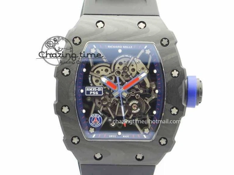 RM 035-01 Forged Carbon PSG KVF Best Edition Skeleton Dial On Rubber Strap MIYOTA8215