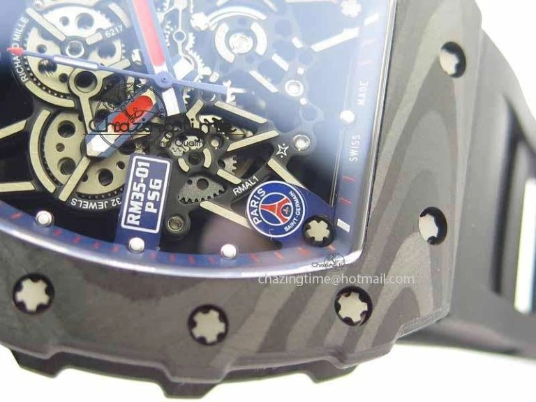 RM 035-01 Forged Carbon PSG KVF Best Edition Skeleton Dial On Rubber Strap MIYOTA8215