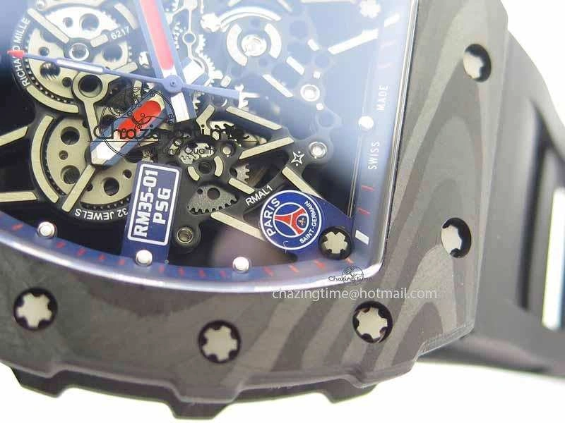 RM 035-01 Forged Carbon PSG KVF Best Edition Skeleton Dial On Rubber Strap MIYOTA8215