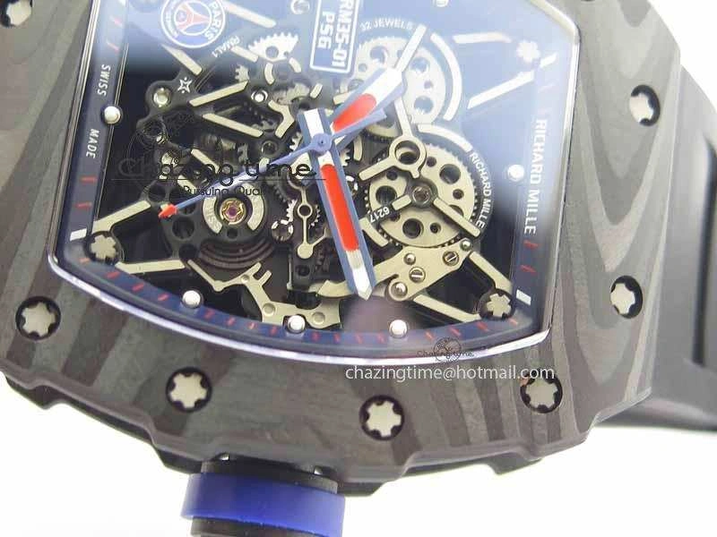 RM 035-01 Forged Carbon PSG KVF Best Edition Skeleton Dial On Rubber Strap MIYOTA8215