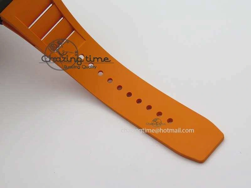 RM 035-02 Forged Carbon KVF Best Edition Black Inner Bezel Skeleton Dial On Orange Rubber Strap