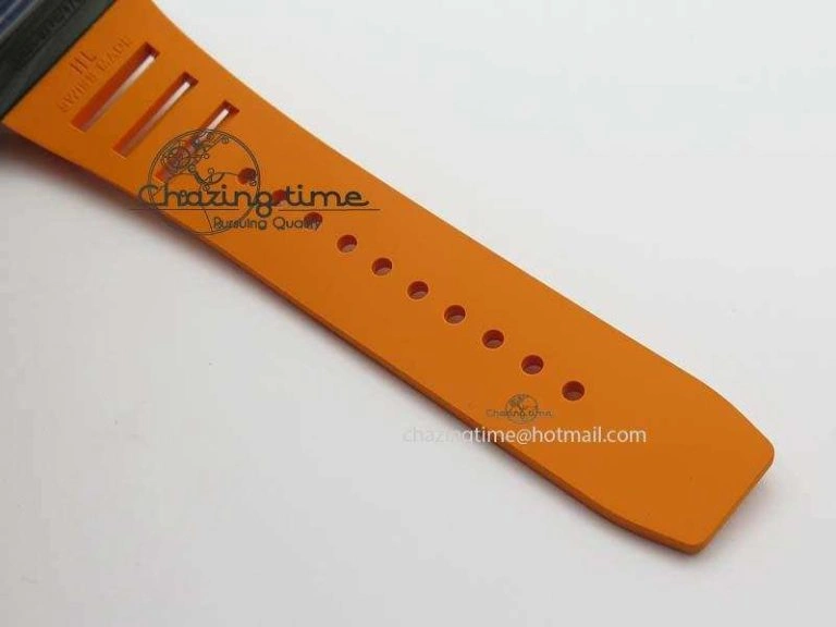 RM 035-02 Forged Carbon KVF Best Edition Black Inner Bezel Skeleton Dial On Orange Rubber Strap