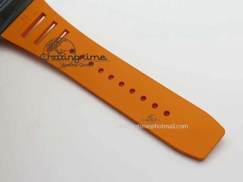 RM 035-02 Forged Carbon KVF Best Edition Black Inner Bezel Skeleton Dial On Orange Rubber Strap