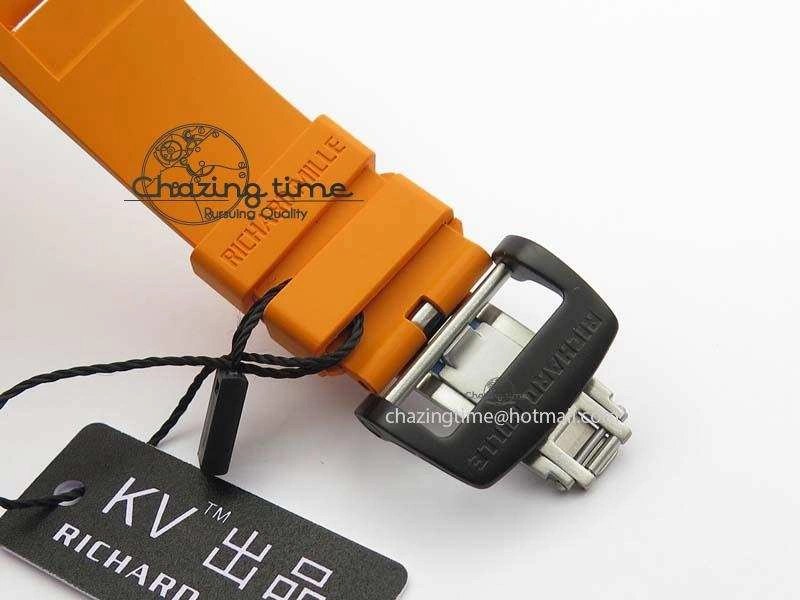 RM 035-02 Forged Carbon KVF Best Edition Black Inner Bezel Skeleton Dial On Orange Rubber Strap