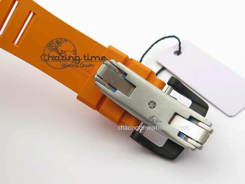 RM 035-02 Forged Carbon KVF Best Edition Black Inner Bezel Skeleton Dial On Orange Rubber Strap