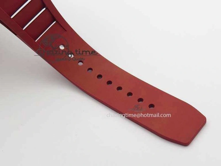RM 035-02 Forged Carbon KVF Best Edition Black Inner Bezel Skeleton Dial On Red Rubber Strap