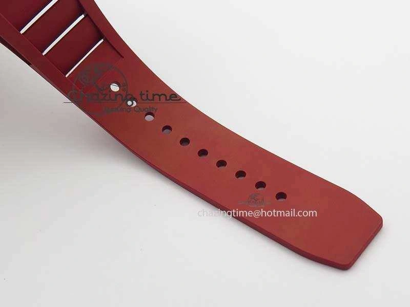 RM 035-02 Forged Carbon KVF Best Edition Black Inner Bezel Skeleton Dial On Red Rubber Strap