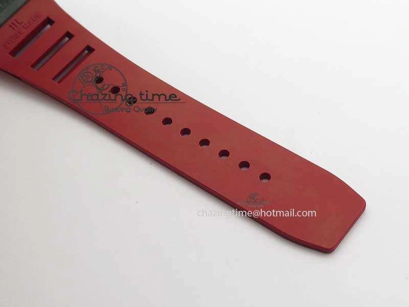 RM 035-02 Forged Carbon KVF Best Edition Black Inner Bezel Skeleton Dial On Red Rubber Strap