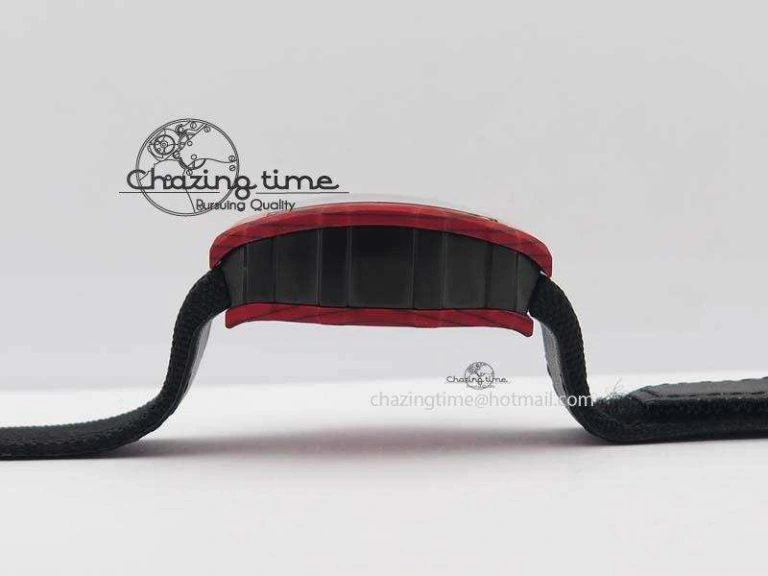 RM 035-2 Red Carbon Black Inner Bezel Skeleton Dial On Black Nylon Strap MIYOTA9015
