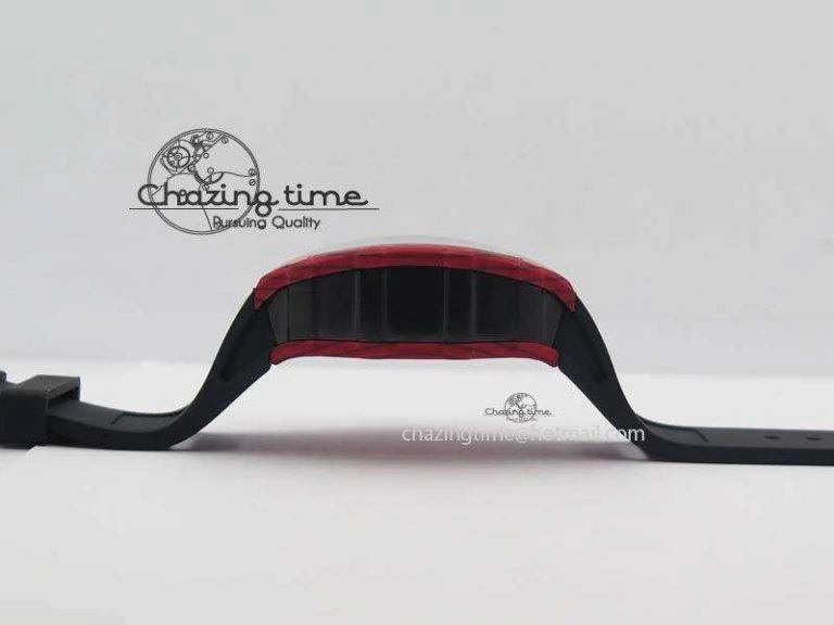 RM 035-2 Red Carbon Black Inner Bezel Skeleton Dial On Black Rubber Strap MIYOTA9015