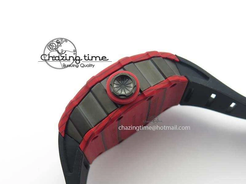 RM 035-2 Red Carbon Black Inner Bezel Skeleton Dial On Black Rubber Strap MIYOTA9015