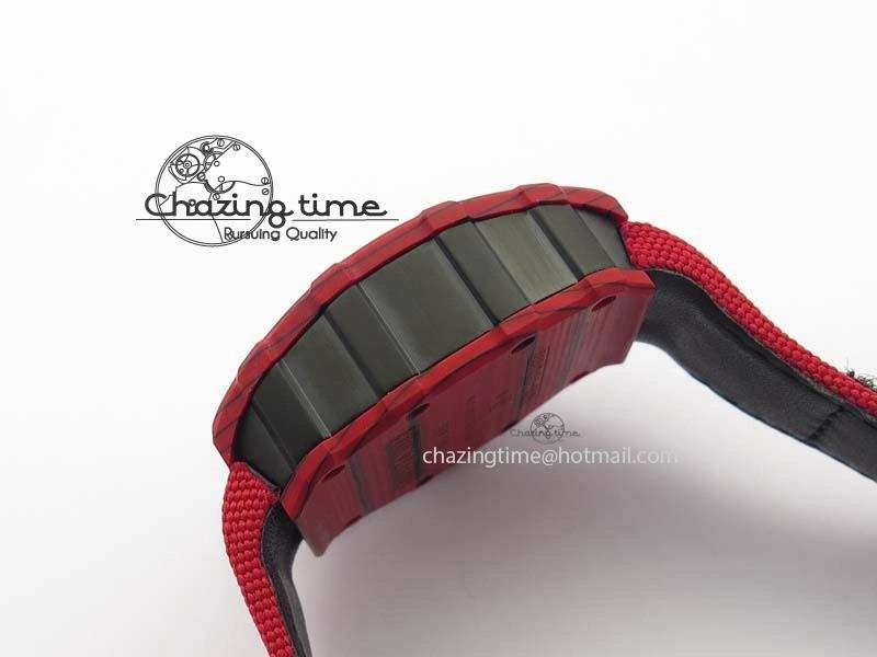 RM 035-2 Red Carbon Red Inner Bezel Skeleton Dial On Red Nylon Strap MIYOTA9015