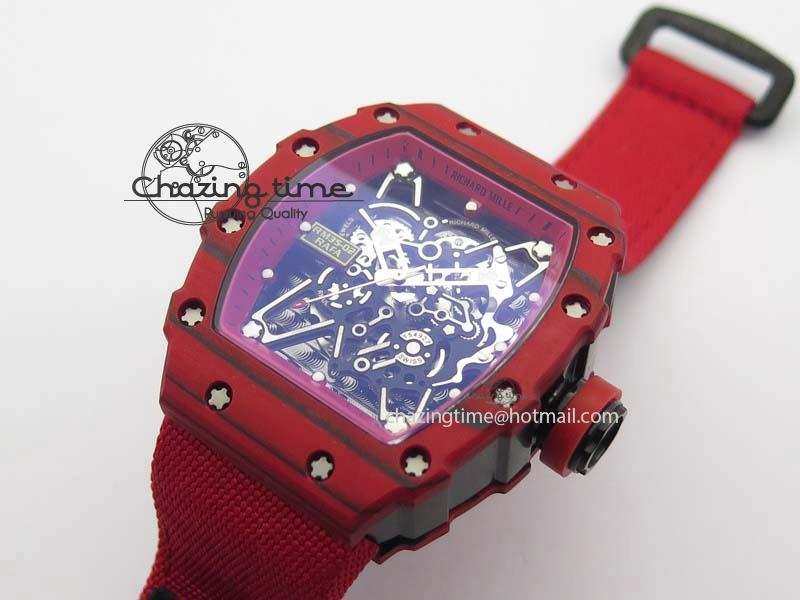 RM 035-2 Red Carbon Red Inner Bezel Skeleton Dial On Red Nylon Strap MIYOTA9015