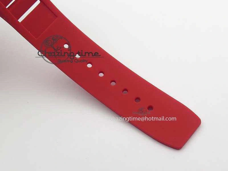RM 035-2 Red Carbon Red Inner Bezel Skeleton Dial On Red Rubber Strap MIYOTA9015