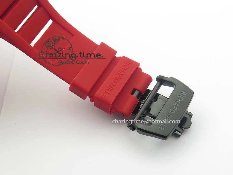 RM 035-2 Red Carbon Red Inner Bezel Skeleton Dial On Red Rubber Strap MIYOTA9015