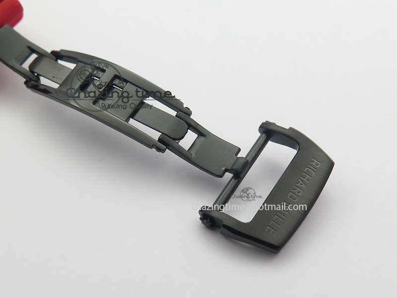 RM 035-2 Red Carbon Red Inner Bezel Skeleton Dial On Red Rubber Strap MIYOTA9015