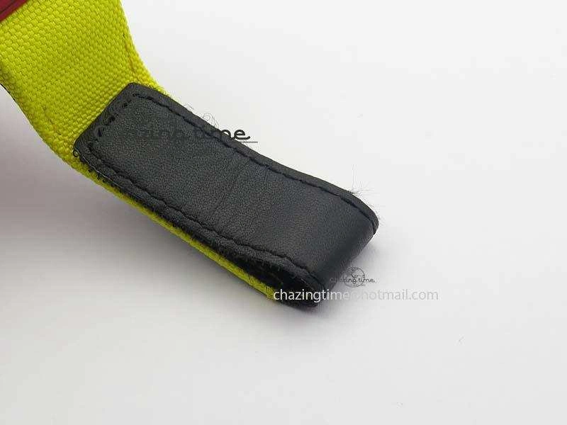 RM 035-2 Red Carbon Yellow Inner Bezel Skeleton Dial On Yellow Nylon Strap MIYOTA9015