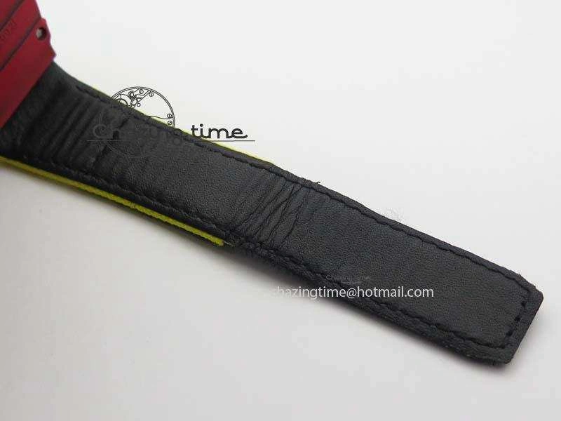 RM 035-2 Red Carbon Yellow Inner Bezel Skeleton Dial On Yellow Nylon Strap MIYOTA9015