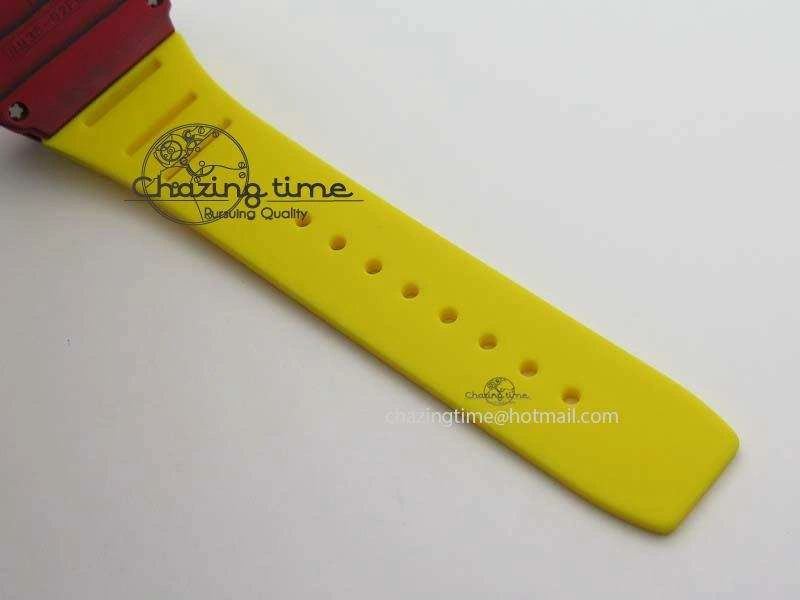 RM 035-2 Red Carbon Yellow Inner Bezel Skeleton Dial On Yellow Rubber Strap MIYOTA9015