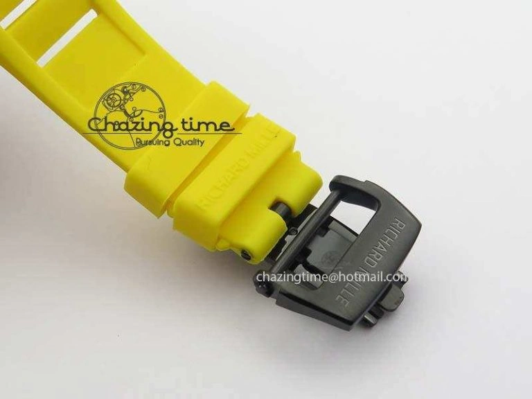 RM 035-2 Red Carbon Yellow Inner Bezel Skeleton Dial On Yellow Rubber Strap MIYOTA9015