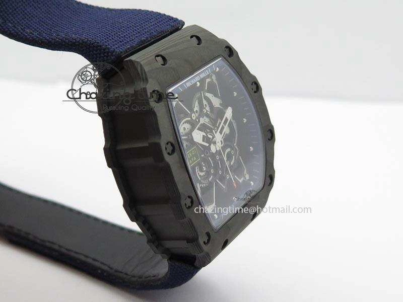 RM 035 Forge Carbon Blue Inner Bezel Skeleton Dial On Blue Nylon Strap MIYOTA9015