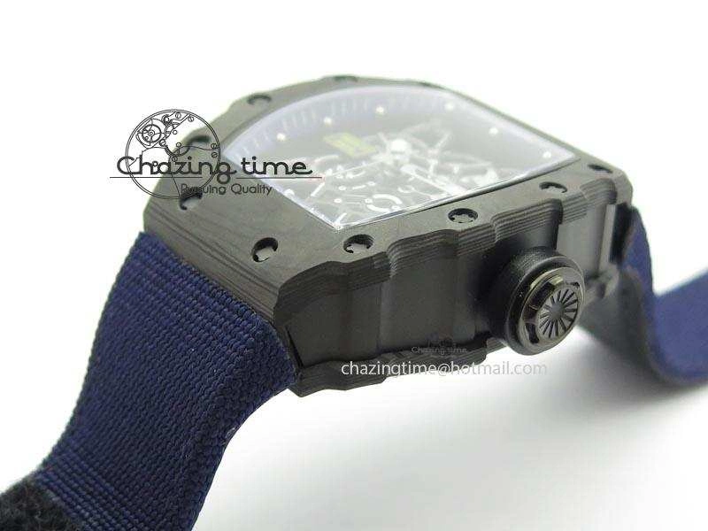 RM 035 Forge Carbon Blue Inner Bezel Skeleton Dial On Blue Nylon Strap MIYOTA9015