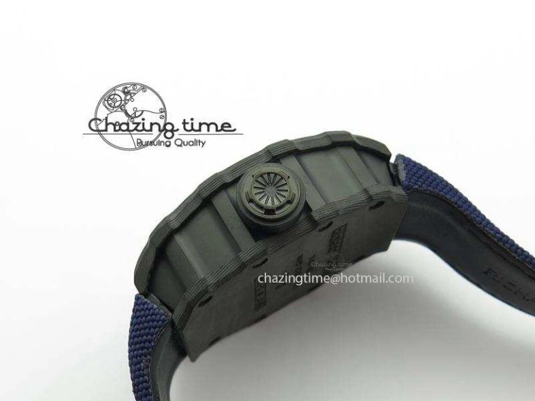 RM 035 Forge Carbon Blue Inner Bezel Skeleton Dial On Blue Nylon Strap MIYOTA9015