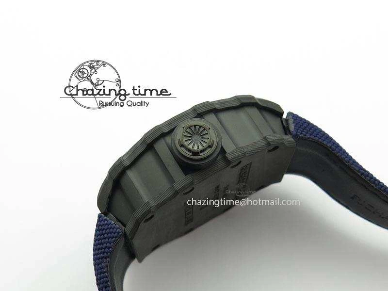 RM 035 Forge Carbon Blue Inner Bezel Skeleton Dial On Blue Nylon Strap MIYOTA9015